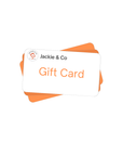 A Jackie&Co gift card on a white background.
