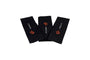 Folded Black riding socks with white Jackie&Co text and orange line art horse head logo.